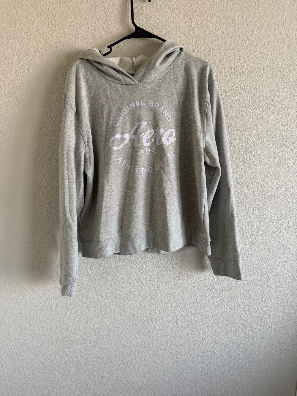Aeropostale Light Gray Hoodie with Pale Pink Logo